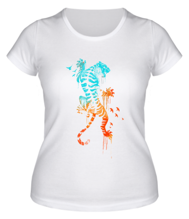 Женская футболка Тигр акварелью