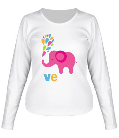 Женская футболка длинный рукав Влюблённый слоник (женская)