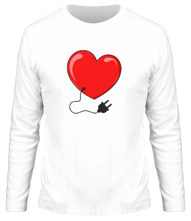 Мужская футболка длинный рукав Сердце с штепсель