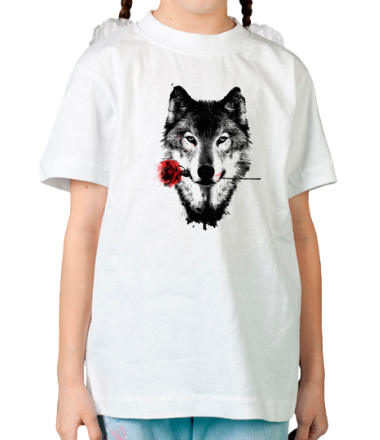Детская футболка Волк с розой