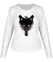 Женская футболка длинный рукав Волк на охоте фото