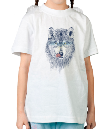 Детская футболка Облизывающийся волк