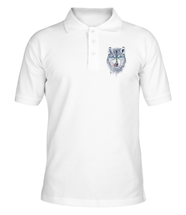 Мужская футболка поло Облизывающийся волк