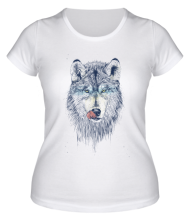 Женская футболка Облизывающийся волк