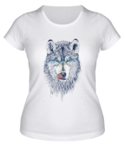 Женская футболка Облизывающийся волк фото
