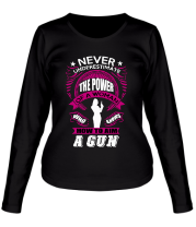 Женская футболка длинный рукав Женщина с пистолетом
