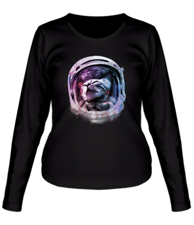 Женская футболка длинный рукав Космический кот