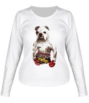 Женская футболка длинный рукав Пёс-боксёр