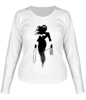 Женская футболка длинный рукав Чудо-женщина силуэт фото