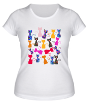 Женская футболка Цветные кошки фото