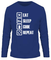 Мужская футболка длинный рукав Eat, sleep, code, repeat фото