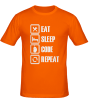 Мужская футболка Eat, sleep, code, repeat фото