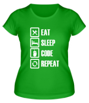 Женская футболка Eat, sleep, code, repeat фото