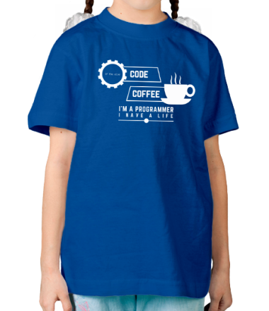 Детская футболка Programmer : coffee and code.