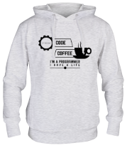 Толстовка худи Programmer : coffee and code.