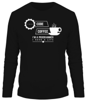 Мужская футболка длинный рукав Programmer : coffee and code. фото