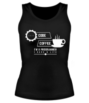 Женская майка борцовка Programmer : coffee and code. фото