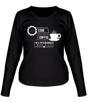 Женская футболка длинный рукав Programmer : coffee and code. фото