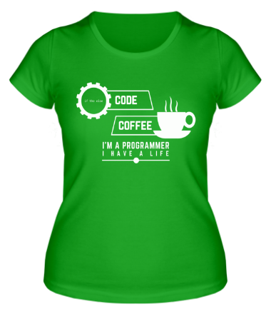 Женская футболка Programmer : coffee and code.
