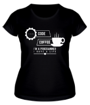 Женская футболка Programmer : coffee and code. фото