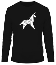 Мужская футболка длинный рукав Оригами Единорог фото