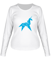 Женская футболка длинный рукав Оригами Единорог фото