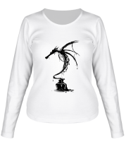 Женская футболка длинный рукав Чернильный дракон