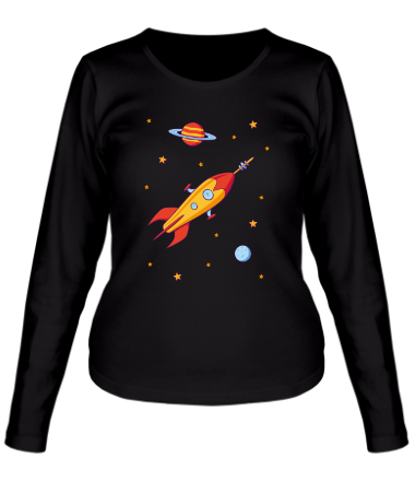 Женская футболка длинный рукав Космический корабль