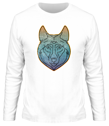 Мужская футболка длинный рукав Винтажный зимний волк