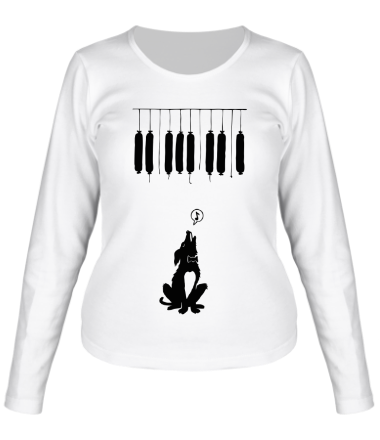 Женская футболка длинный рукав Собака и музыка