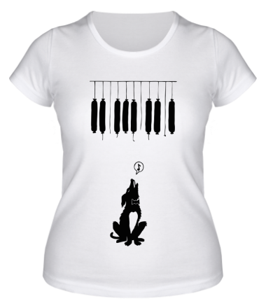 Женская футболка Собака и музыка