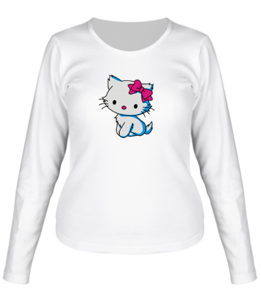 Женская футболка длинный рукав Kitty - котенок