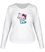 Женская футболка длинный рукав Kitty - котенок