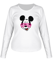 Женская футболка длинный рукав Микки Маус в очках фото