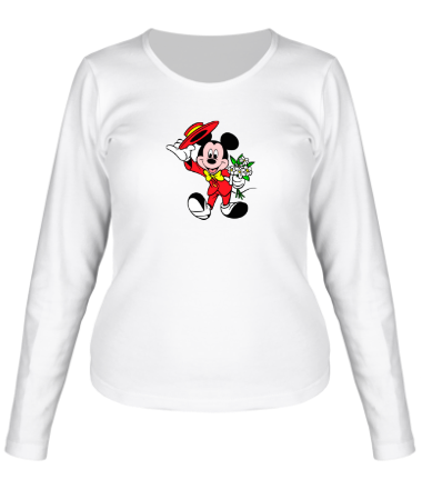 Женская футболка длинный рукав Микки Маус