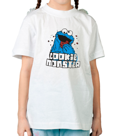 Детская футболка Cookie monster ест печеньку