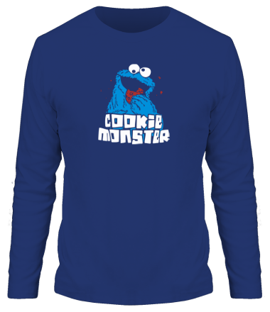 Мужская футболка длинный рукав Cookie monster ест печеньку