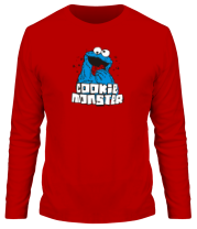 Мужская футболка длинный рукав Cookie monster ест печеньку фото