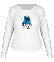 Женская футболка длинный рукав Cookie monster ест печеньку фото