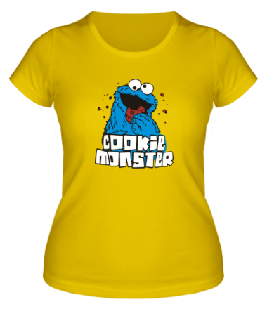 Женская футболка Cookie monster ест печеньку