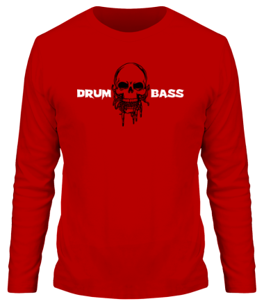 Мужская футболка длинный рукав Drum Bass Cherep