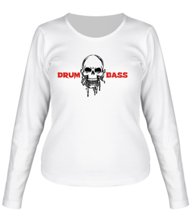 Женская футболка длинный рукав Drum Bass Cherep