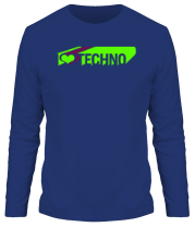 Мужская футболка длинный рукав I love techno фото