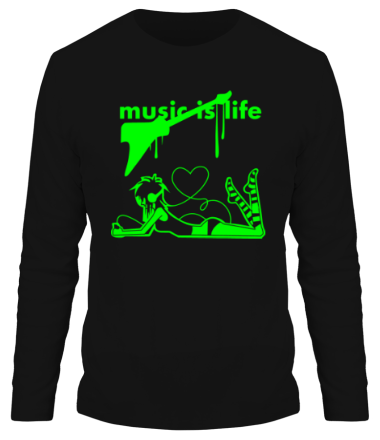 Мужская футболка длинный рукав Music is life