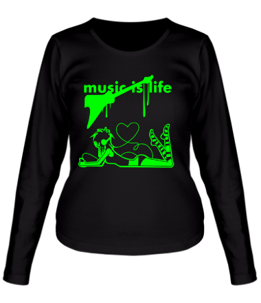 Женская футболка длинный рукав Music is life