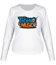 Женская футболка длинный рукав Techno music