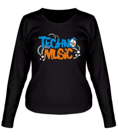 Женская футболка длинный рукав Techno music