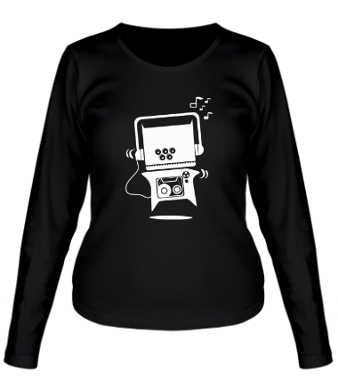 Женская футболка длинный рукав Монстр-магнитофон