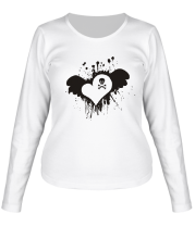 Женская футболка длинный рукав Сердце с черепком фото