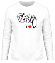 Мужская футболка длинный рукав I love пингвинс фото
